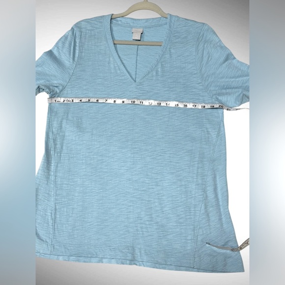 Chico's Seamed Slub Seamed Elbow Tee Top Poolside Blue Knit Women's 2 (L) - Picture 7 of 10